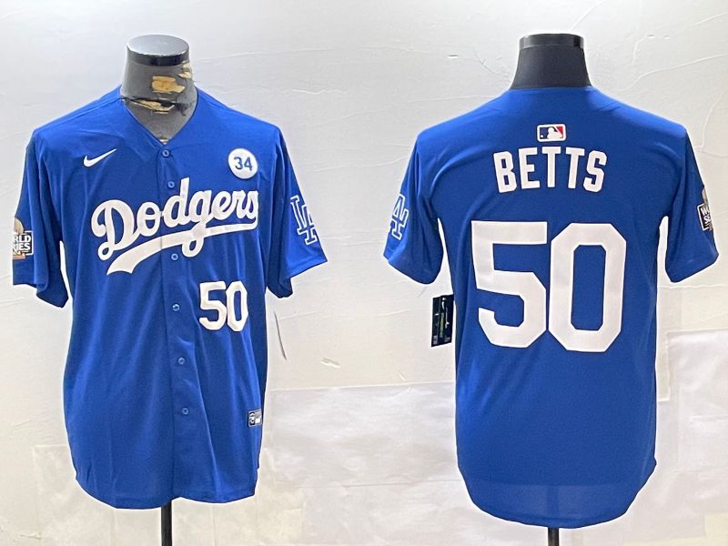 Men Los Angeles Dodgers #50 Betts Blue Game 2024 Nike MLB Jersey style 11203